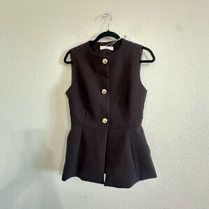 Zara Brown Vest with Gold Accents size s small new w tags